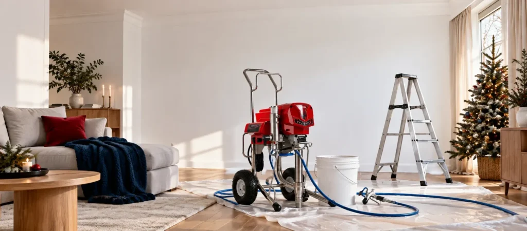 Frissen festett ünnepi nappali airless festőgéppel